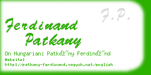 ferdinand patkany business card